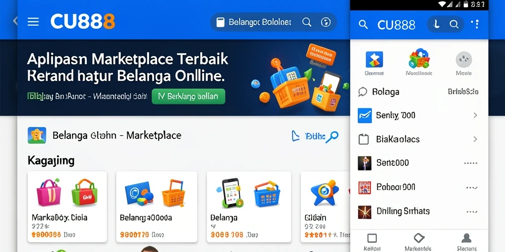 Tampilan antarmuka aplikasi CU888 yang menarik untuk belanja online.