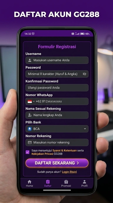 Panduan Daftar Akun Baru gg288 untuk Android